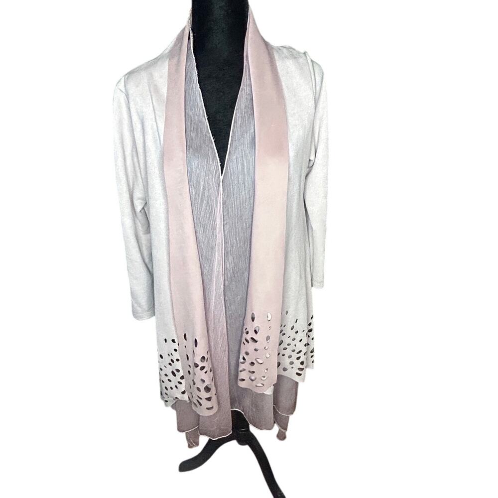 Simply Couture Faux suede Duster jacket in Blush pink color women's size large